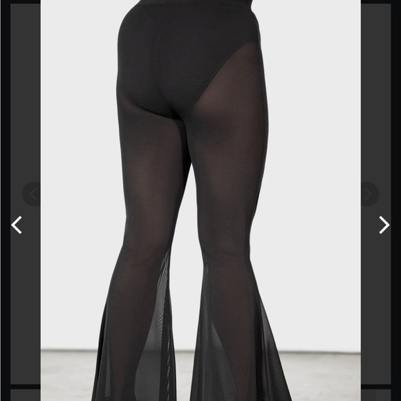 Killstar Serpentine Powermesh Black Sheer Flare Pants NWT - Picture 7 of 7